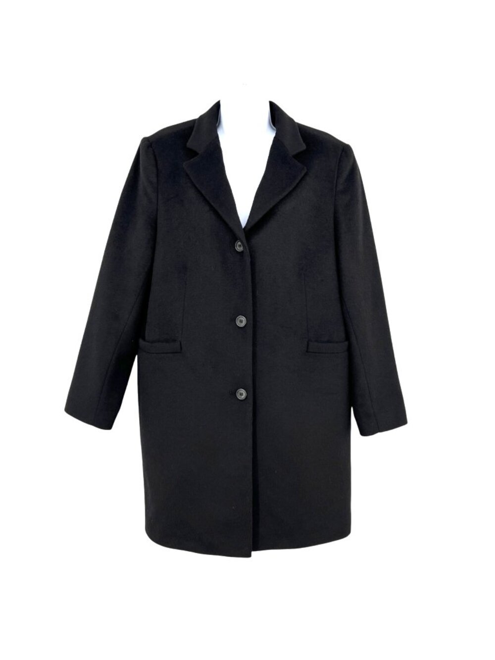 Lauren Ralph Lauren Wool Blend Black Reefer Coat Size 18 Quiet Luxury Minimalist